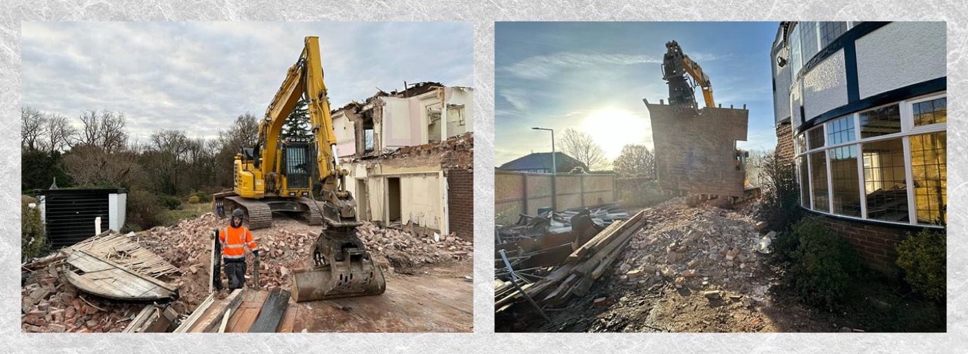 Residential demolition, Bramhall